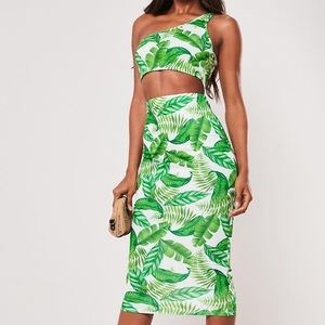 Palm Print Crop Top And Midaxi Skirt Set